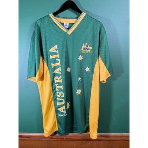 Australia - Men's Green/Yellow Short Sleeve Logo Soccer Jersey - Size 2XL